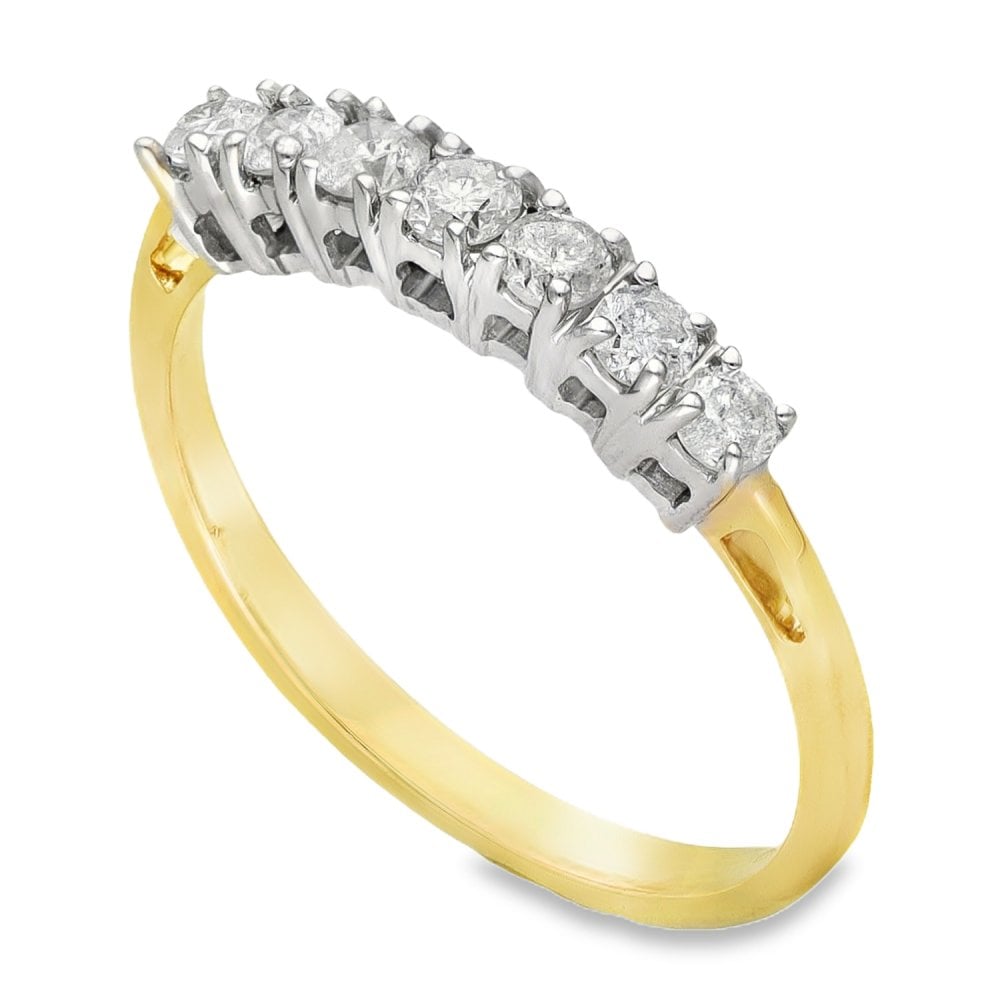 18ct Yellow Gold Diamond Half-Eternity Ring - Size P - 0.50ct