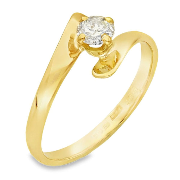 9ct Yellow Gold Diamond Twist Engagement Ring - Size N - 0.30ct