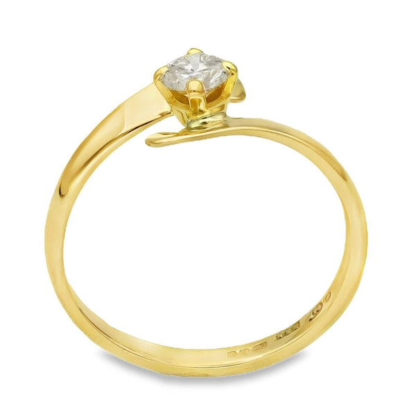 9ct Yellow Gold Diamond Twist Engagement Ring - Size N - 0.30ct