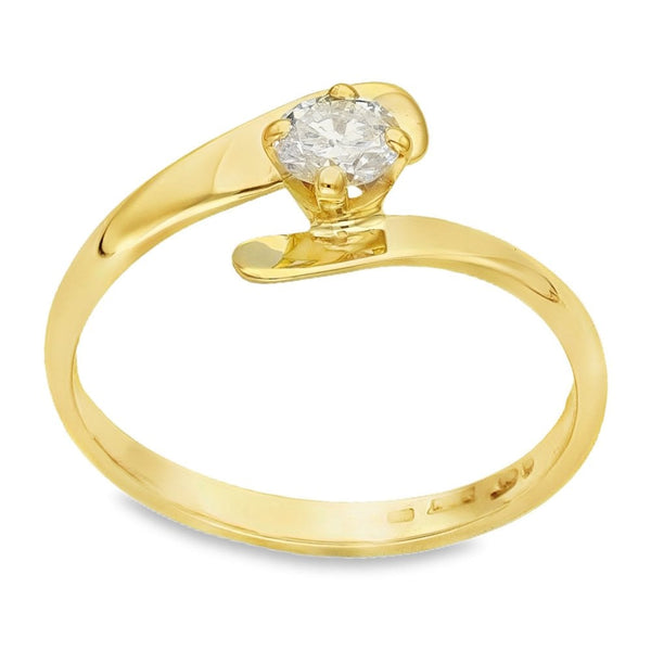 9ct Yellow Gold Diamond Twist Engagement Ring - Size N - 0.30ct