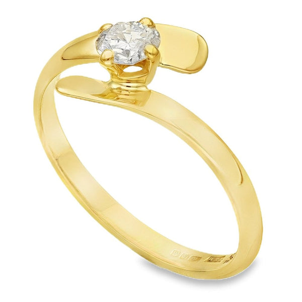 9ct Yellow Gold Diamond Twist Engagement Ring - Size N - 0.30ct