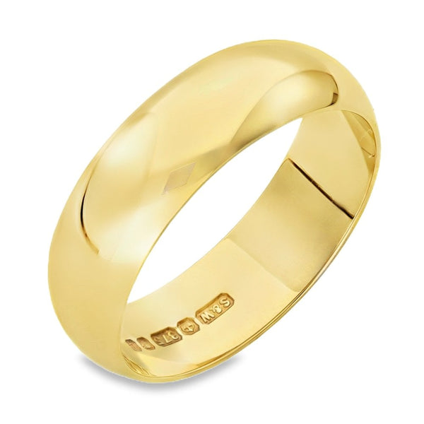 9ct Yellow Gold Plain D-Shape Wedding Band - Size U½ - 7mm