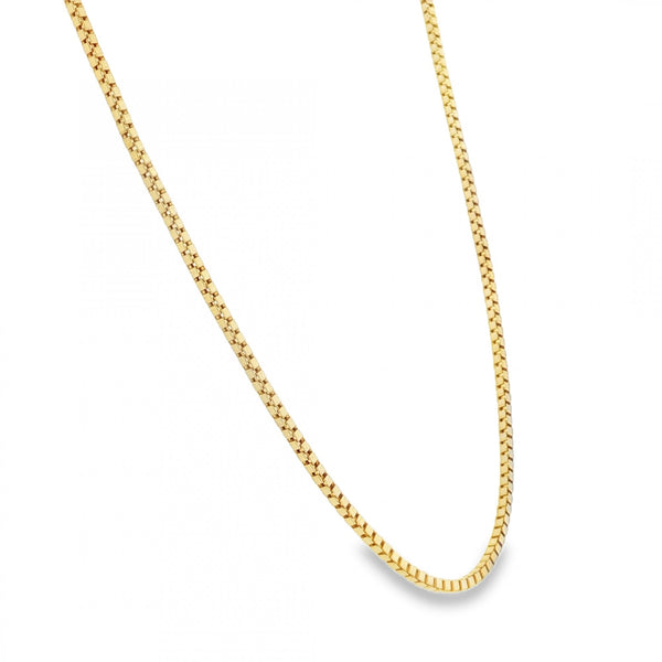 9ct Yellow Gold Box Chain - 22"-  6.4g