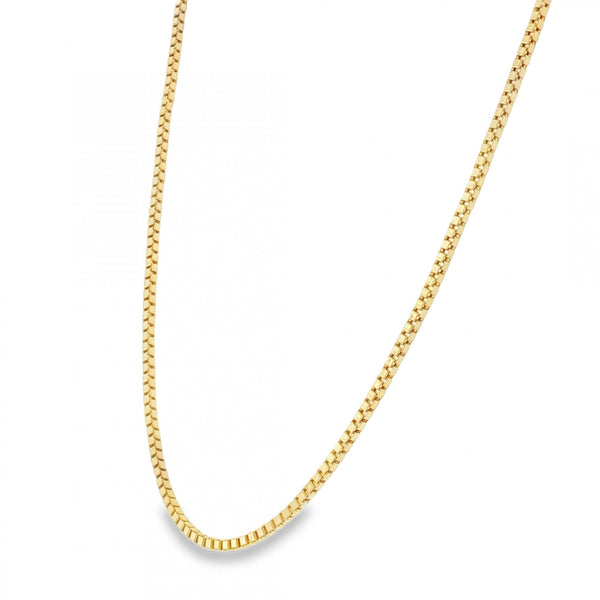 9ct Yellow Gold Box Chain - 22"-  6.4g