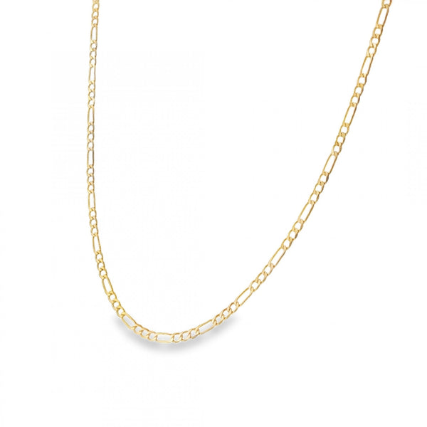 9ct Yellow Gold Fine Figaro Chain - 18" - 2.5g