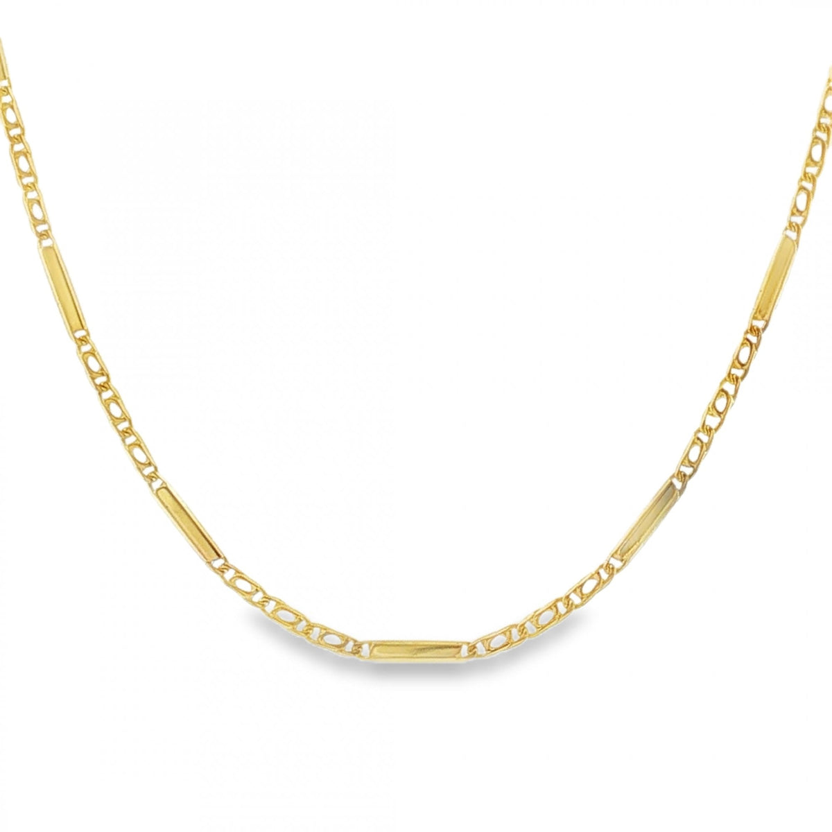 18ct Yellow Gold Bar & Link Chain - 16" - 5.0g