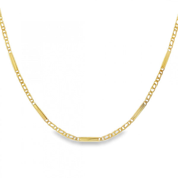 18ct Yellow Gold Bar & Link Chain - 16" - 5.0g