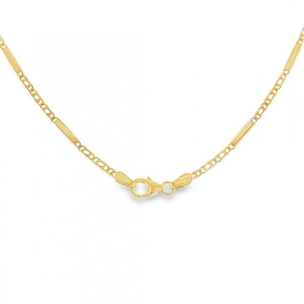 18ct Yellow Gold Bar & Link Chain - 16" - 5.0g