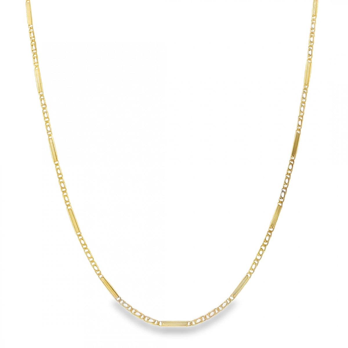 18ct Yellow Gold Bar & Link Chain - 16" - 5.0g