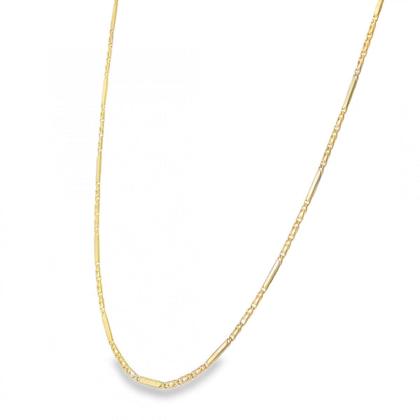 18ct Yellow Gold Bar & Link Chain - 16" - 5.0g