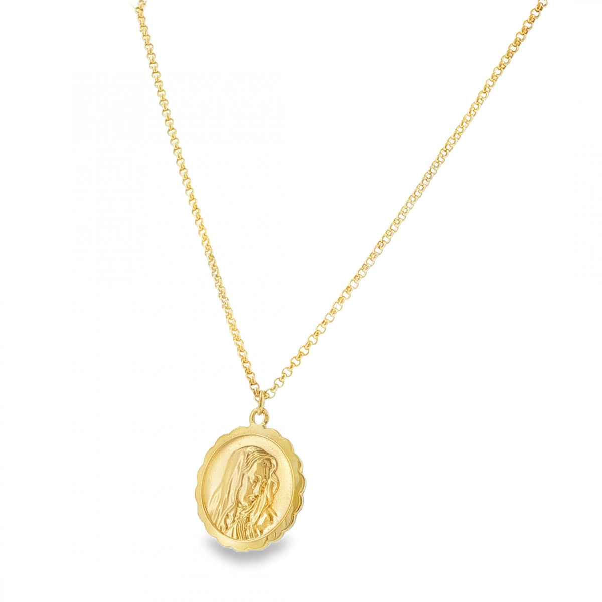 9ct Yellow Gold Madonna Pendant & Necklace - 24" - 13.3g