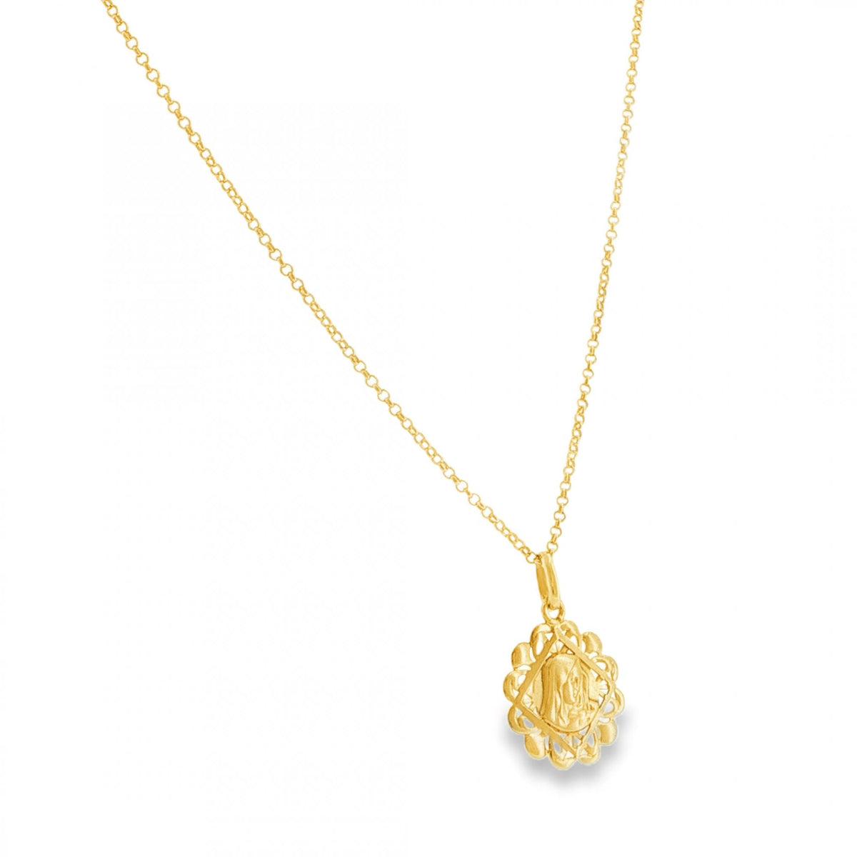 9ct Yellow Gold Madonna Pendant & Necklace - 20" - 3.9g