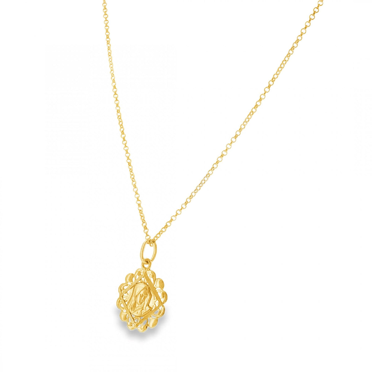 9ct Yellow Gold Madonna Pendant & Necklace - 20" - 3.9g