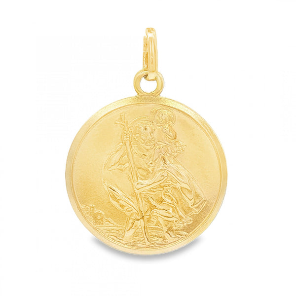 9ct Yellow Gold Round St. Christopher Pendant -20x23x1.5mm -3.9g