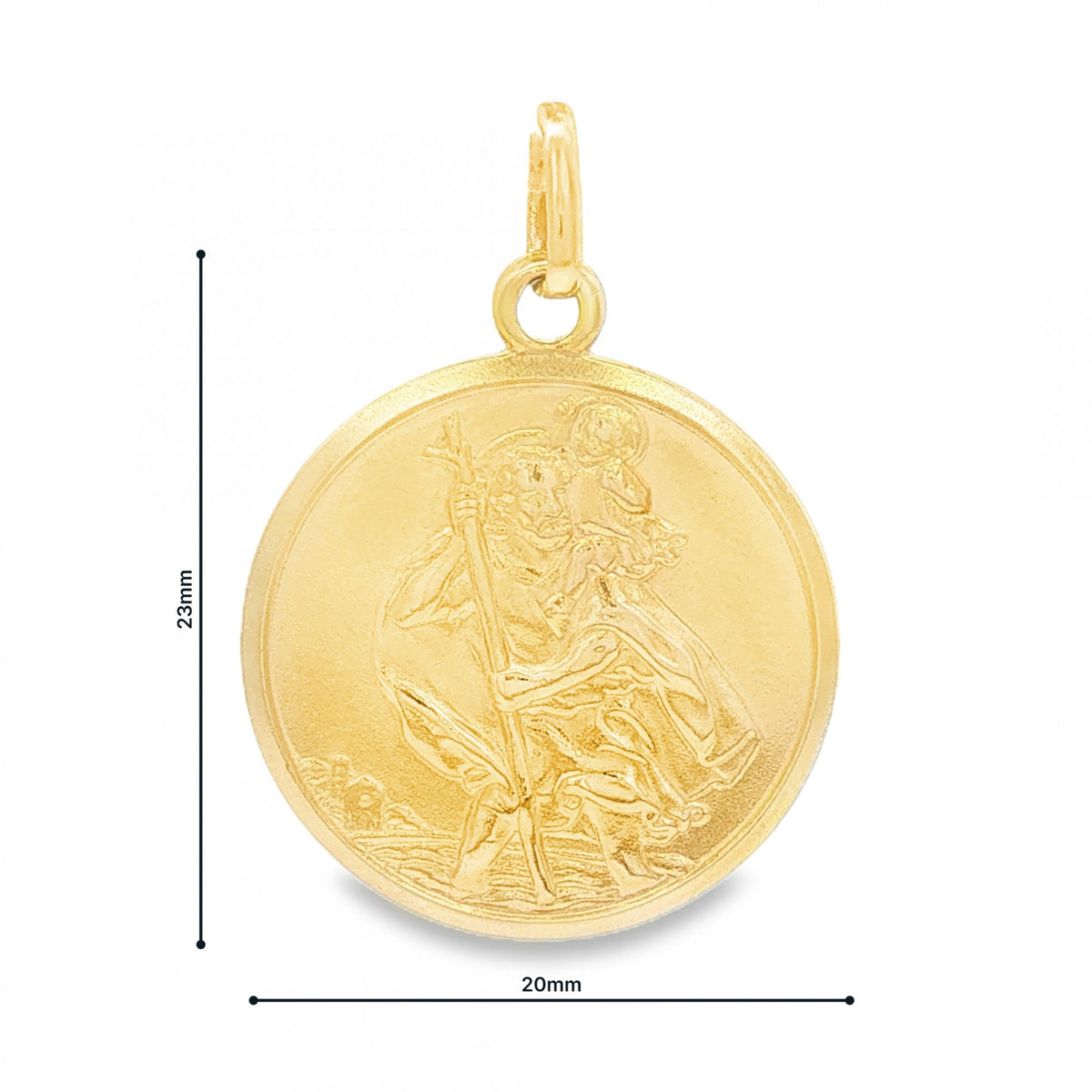 9ct Yellow Gold Round St. Christopher Pendant -20x23x1.5mm -3.9g