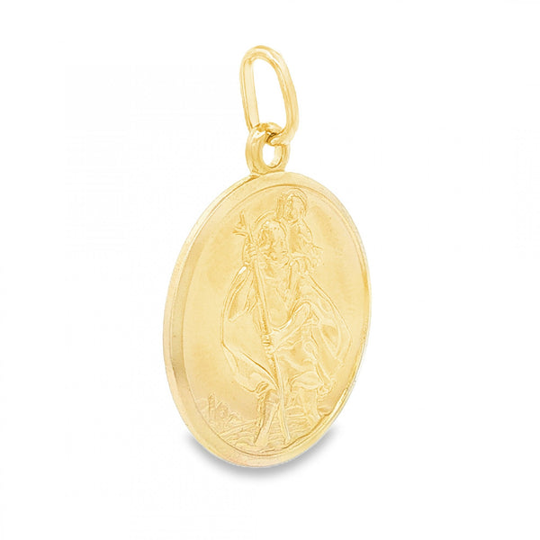 9ct Yellow Gold Round St. Christopher Pendant -20x23x1.5mm -3.9g