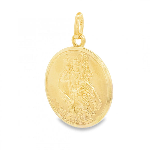 9ct Yellow Gold Round St. Christopher Pendant -20x23x1.5mm -3.9g