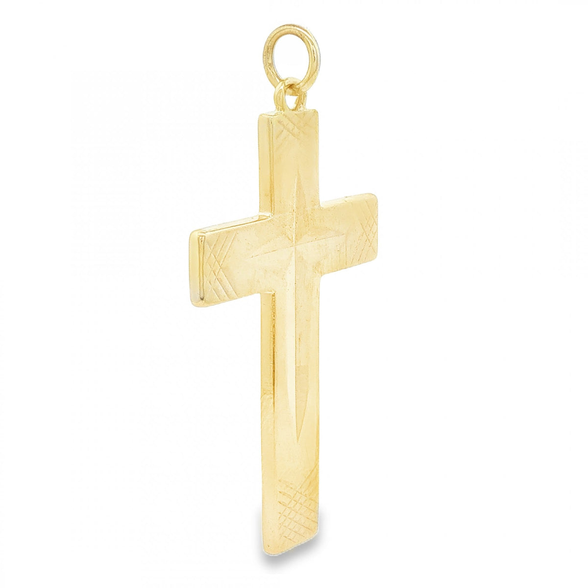 9ct Yellow Gold Diamond-Cut Cross Pendant - 23x42x2mm - 7.2g