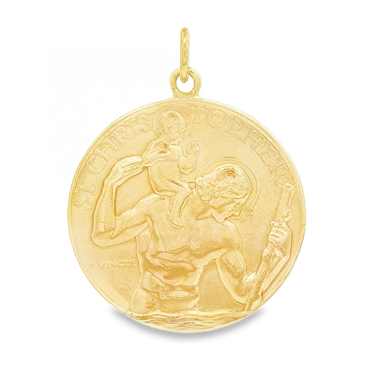9ct Yellow Gold Round St. Christopher Pendant -27x31x1.5mm -8.0g