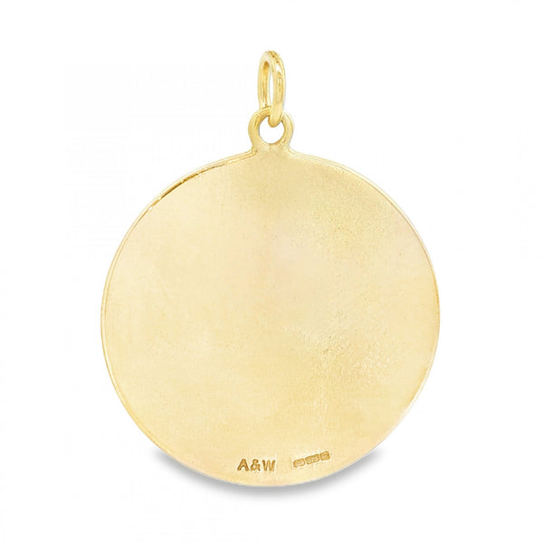 9ct Yellow Gold Round St. Christopher Pendant -27x31x1.5mm -8.0g