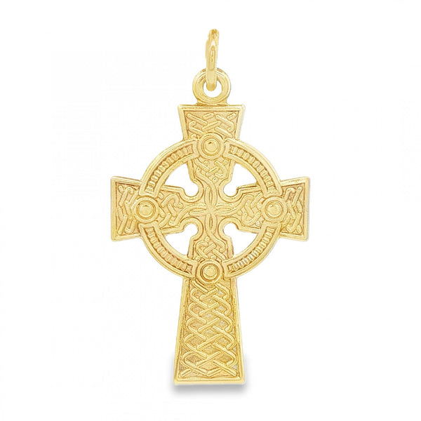 9ct Yellow Gold Flat Celtic Cross Pendant - 17x27x1mm - 1.6g
