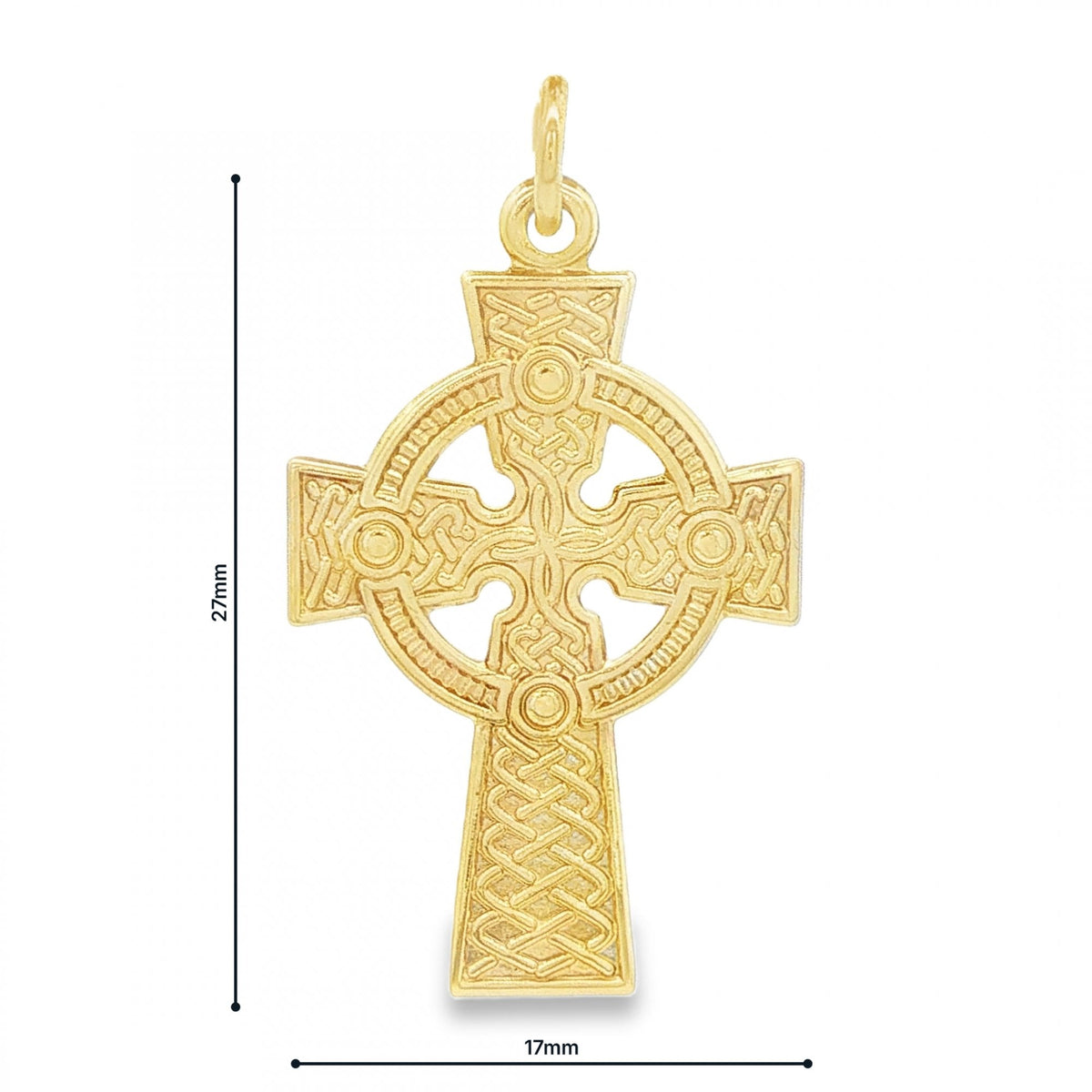 9ct Yellow Gold Flat Celtic Cross Pendant - 17x27x1mm - 1.6g