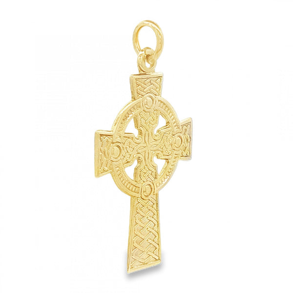 9ct Yellow Gold Flat Celtic Cross Pendant - 17x27x1mm - 1.6g