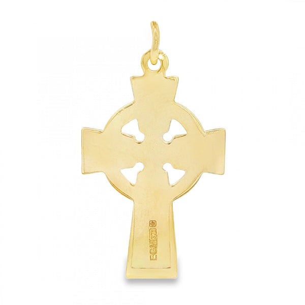 9ct Yellow Gold Flat Celtic Cross Pendant - 17x27x1mm - 1.6g