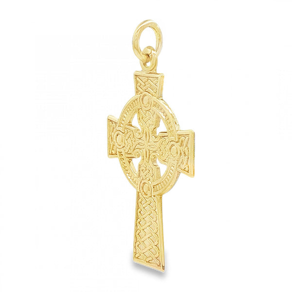 9ct Yellow Gold Flat Celtic Cross Pendant - 17x27x1mm - 1.6g