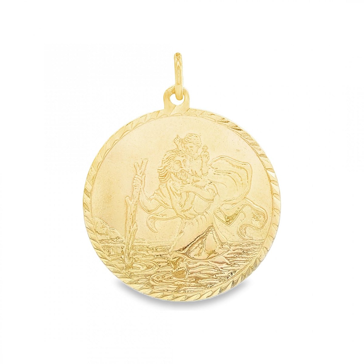 9ct Yellow Gold Flat St Christopher Pendant - 25x28x1mm - 6.2g