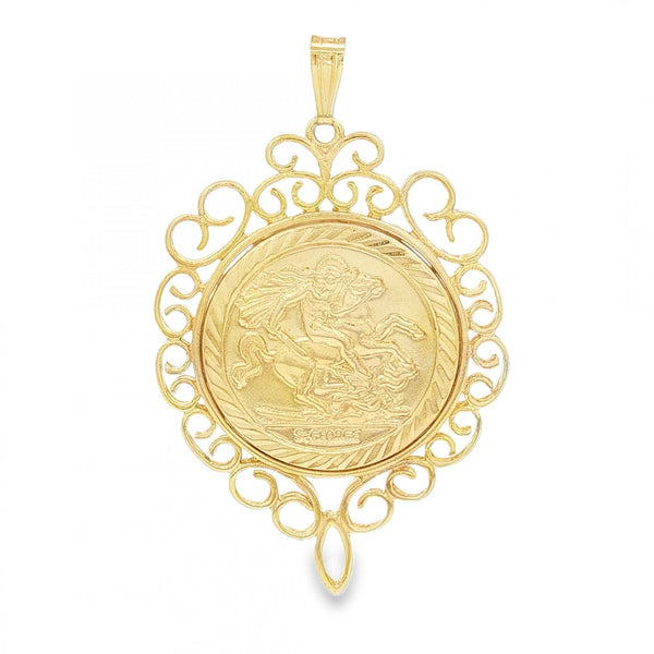 9ct Yellow Gold St George Pendant - 24x33x2mm - 2.4g