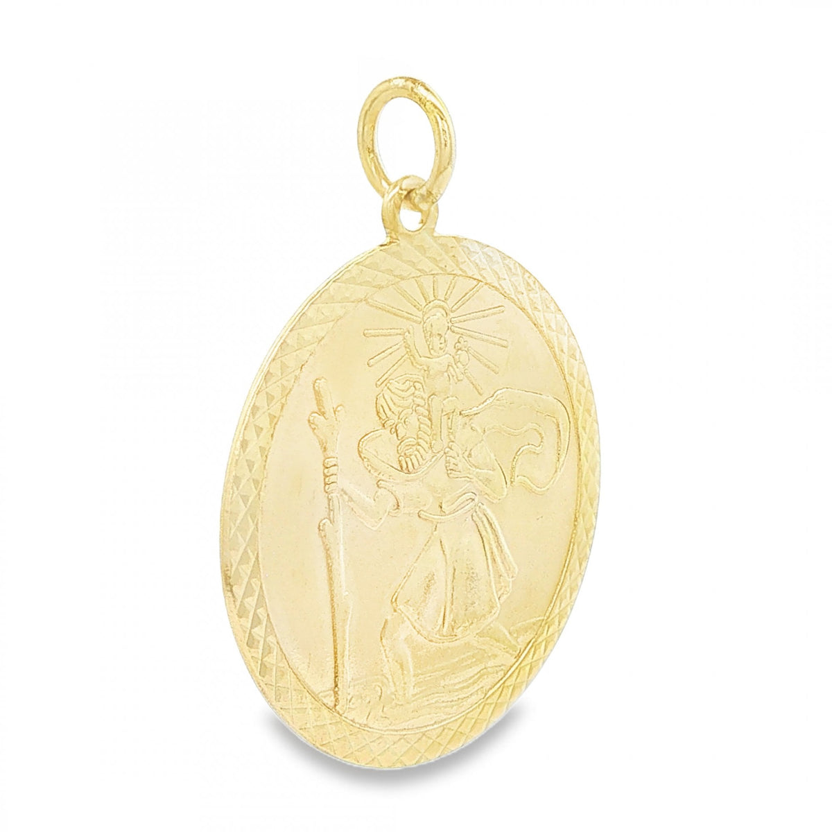 9ct Yellow Gold Round St Christopher Pendant - 25x28x1mm - 3.8g