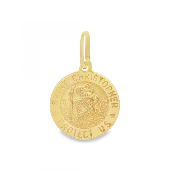 9ct Yellow Gold Round St. Christopher Pendant -15x17x1.5mm -1.8g