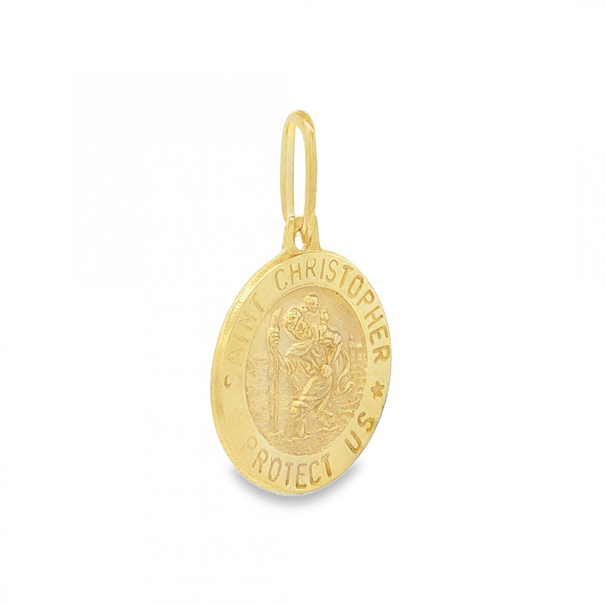 9ct Yellow Gold Round St. Christopher Pendant -15x17x1.5mm -1.8g
