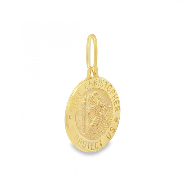 9ct Yellow Gold Round St. Christopher Pendant -15x17x1.5mm -1.8g