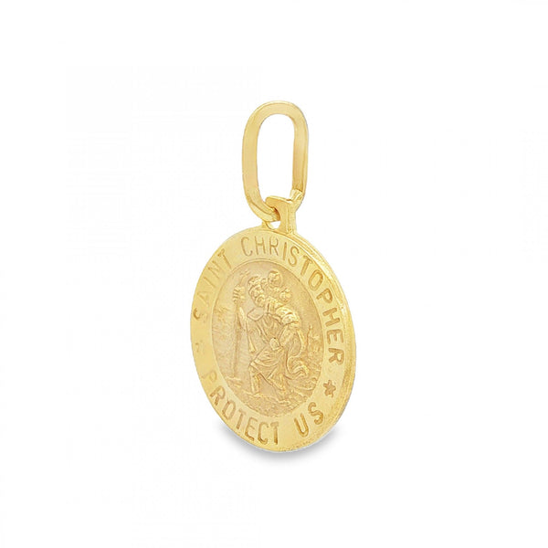 9ct Yellow Gold Round St. Christopher Pendant -15x17x1.5mm -1.8g