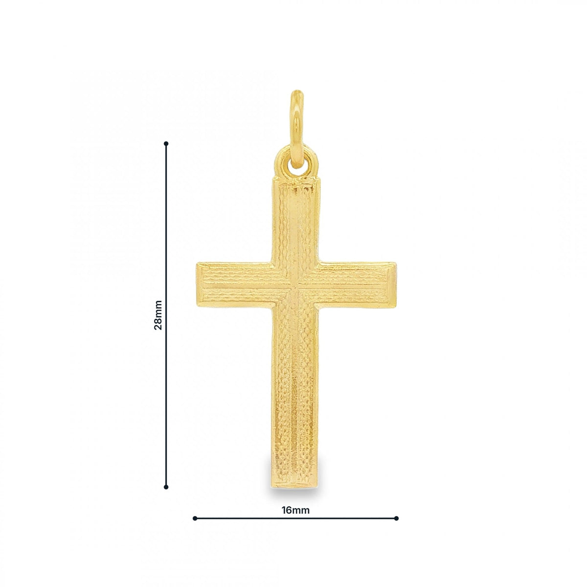 9ct Yellow Gold Patterned Flat Cross Pendant - 16x28x1mm - 1.5g