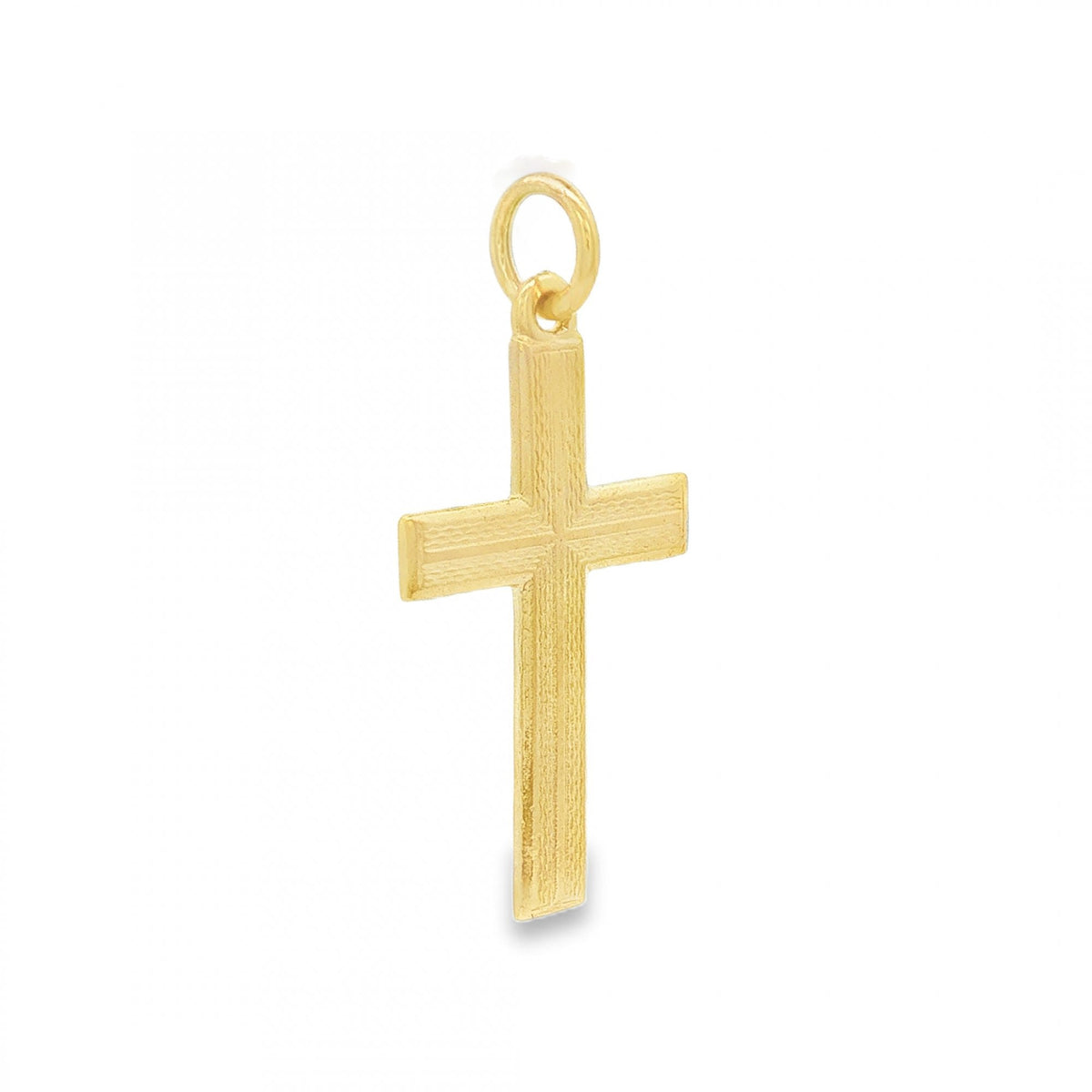 9ct Yellow Gold Patterned Flat Cross Pendant - 16x28x1mm - 1.5g