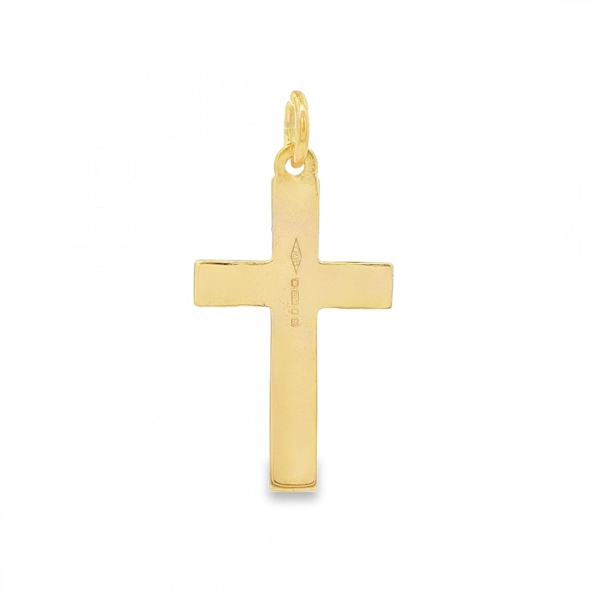 9ct Yellow Gold Patterned Flat Cross Pendant - 16x28x1mm - 1.5g