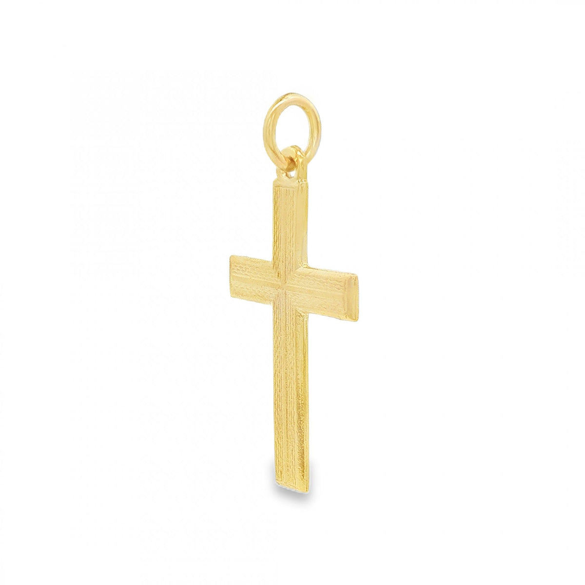 9ct Yellow Gold Patterned Flat Cross Pendant - 16x28x1mm - 1.5g