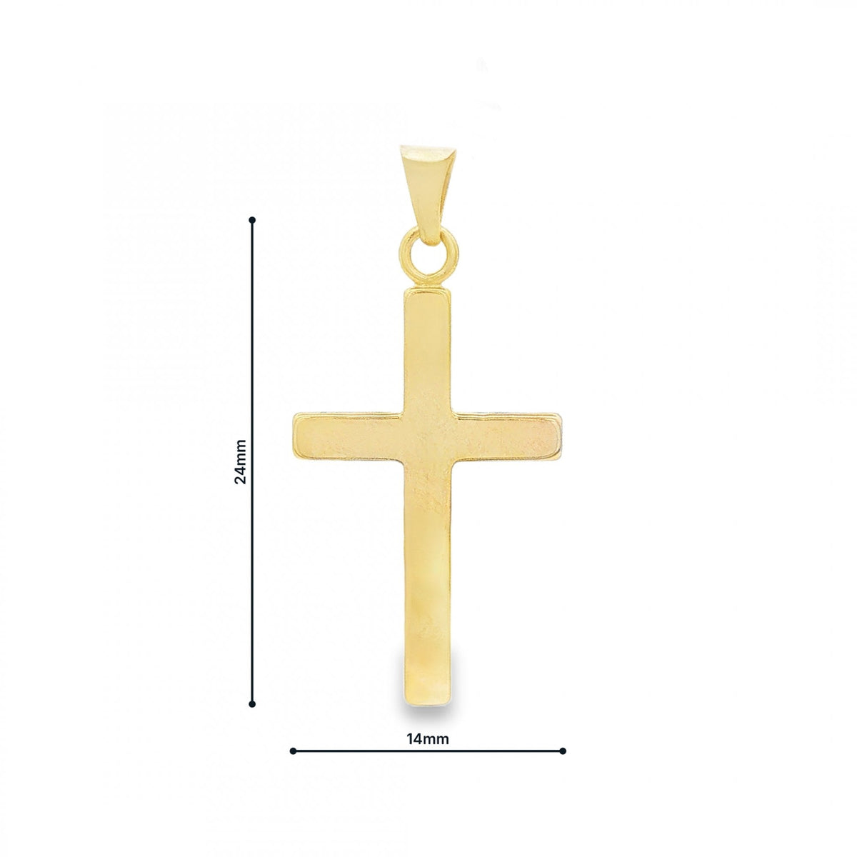 9ct Yellow Gold Plain Cross Pendant - 14x26x1mm - 1.3g