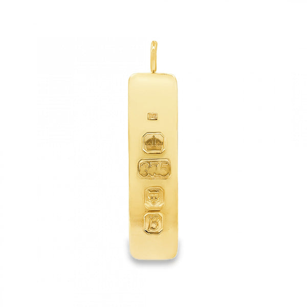 9ct Yellow Gold Plain Ingot Pendant - 12x52x4mm - 23.4g