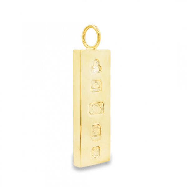 9ct Yellow Gold Plain Ingot Pendant - 15x42x4mm - 31.1g
