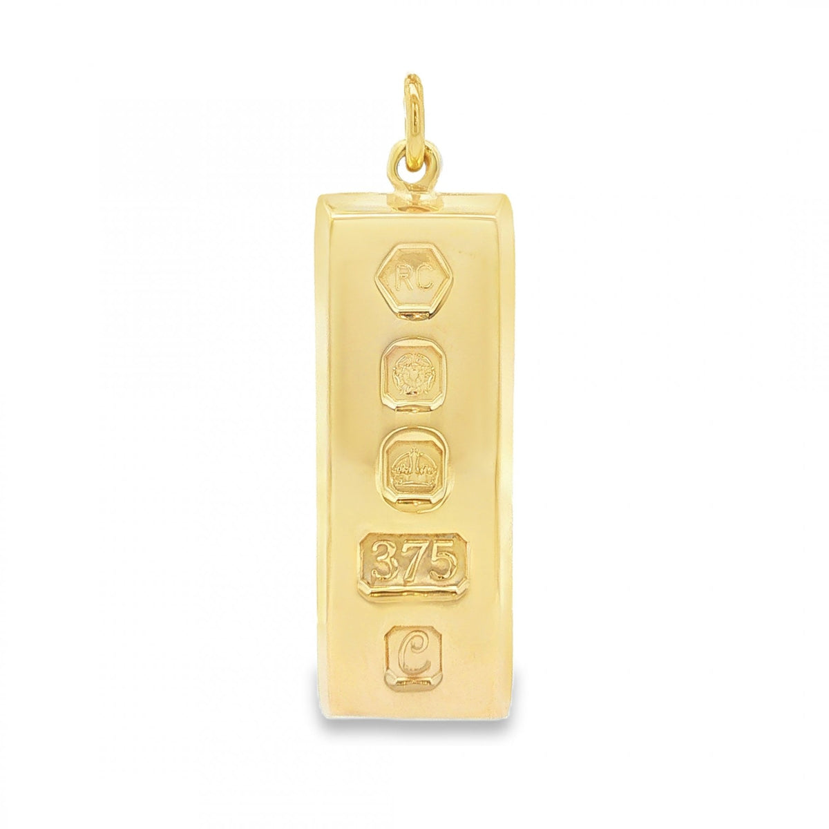 9ct Yellow Gold Graduated Edge Ingot Pendant -15x45x4.5mm -30.6g