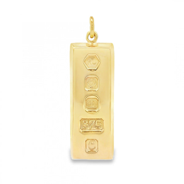 9ct Yellow Gold Graduated Edge Ingot Pendant -15x45x4.5mm -30.6g