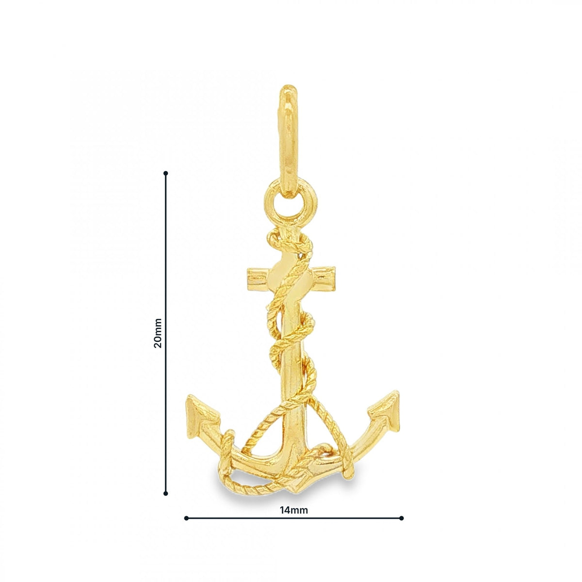 9ct Yellow Gold Anchor Pendant - 14x20x3mm - 1.5g