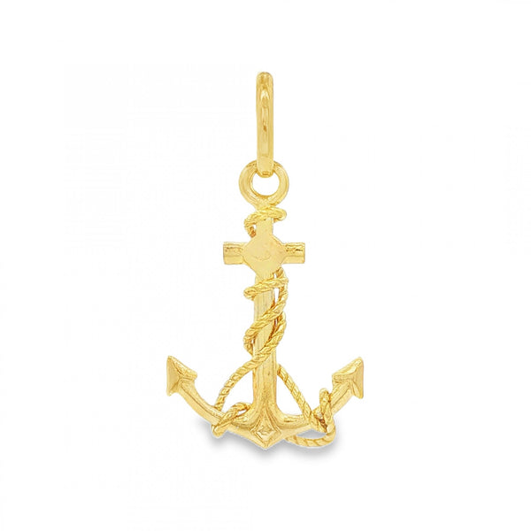 9ct Yellow Gold Anchor Pendant - 14x20x3mm - 1.5g
