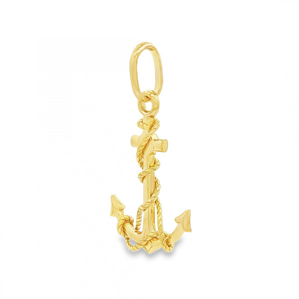 9ct Yellow Gold Anchor Pendant - 14x20x3mm - 1.5g