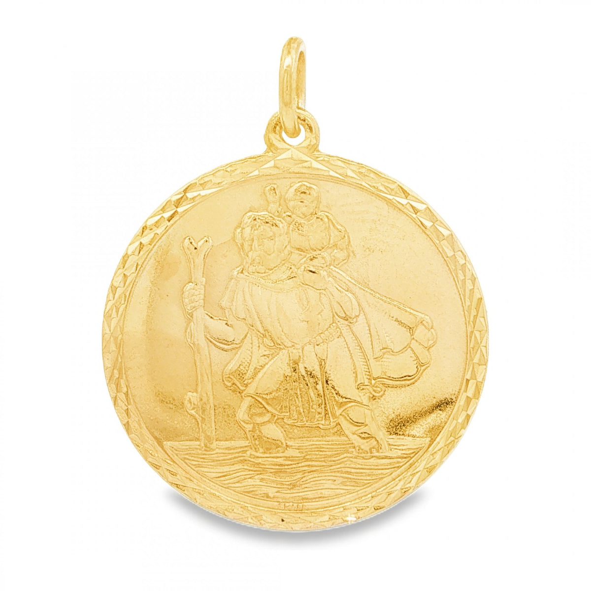 9ct Yellow Gold Round St. Christopher Pendant -24x26x0.5mm -2.9g