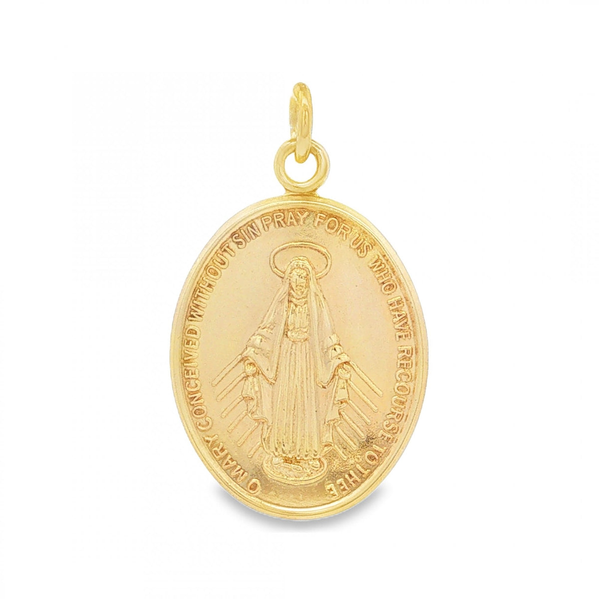 9ct Yellow Gold Lourdes Medal Pendant - 16x24x1mm - 2.1g